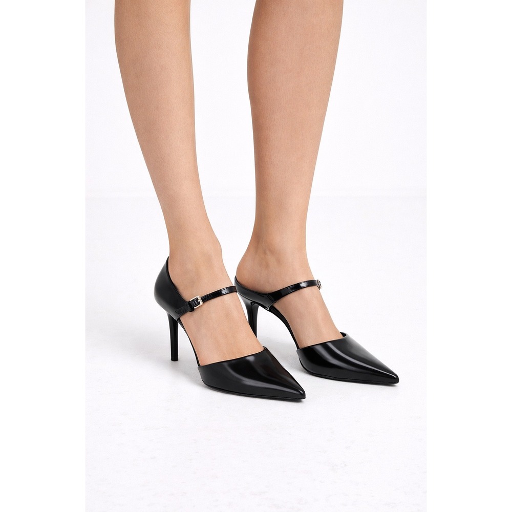 Max Mara Black Leather Stiletto Heels Size 40 USA‎ Size 9  ‼️ review photos ‼️
